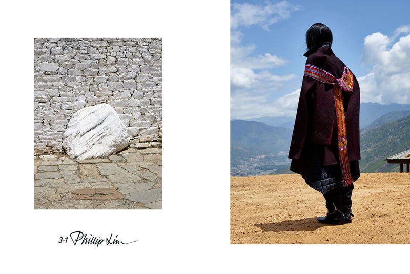 	3.1 Phillip Lim 2015秋季廣告

3.1 Phillip Lim本季以「浪漫真實（Romancing Reality）」為主題，與著名藝術攝影師Viviane Sassen是第二季的合作，品牌視角續以創作「尋找日常生活中的美」為主題的一系列攝影作品。為呼應2015年秋季主題「挑戰體制（Challenge the System）」，Phillip和Viviane前往不丹，一個以其獨特的精神治理與生活並挑戰對「幸福」定義的國家。此次拍攝選角也以沒有模特兒經驗的當地女孩為主要對象，透過沒有任何髮型、妝容、或服裝搭配等造型的美化，增強了照片的真實性。而這些未經修飾的影像也透過Viviane的鏡頭，道出了背後美麗而浪漫的故事。