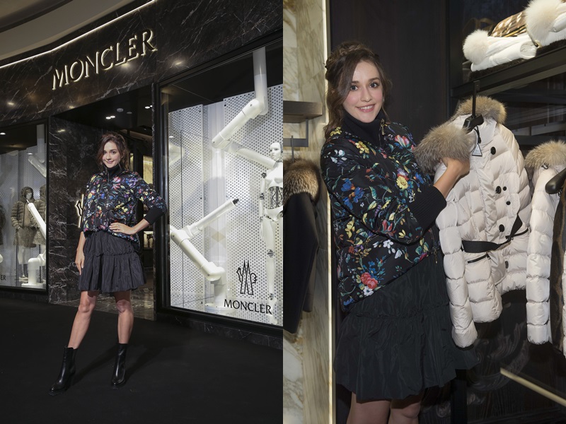 幸福人妻瑞莎身穿MONCLER E特別女士系列出席台北101專賣店開幕酒會，為年底滑雪之旅開心挑選禦寒服飾