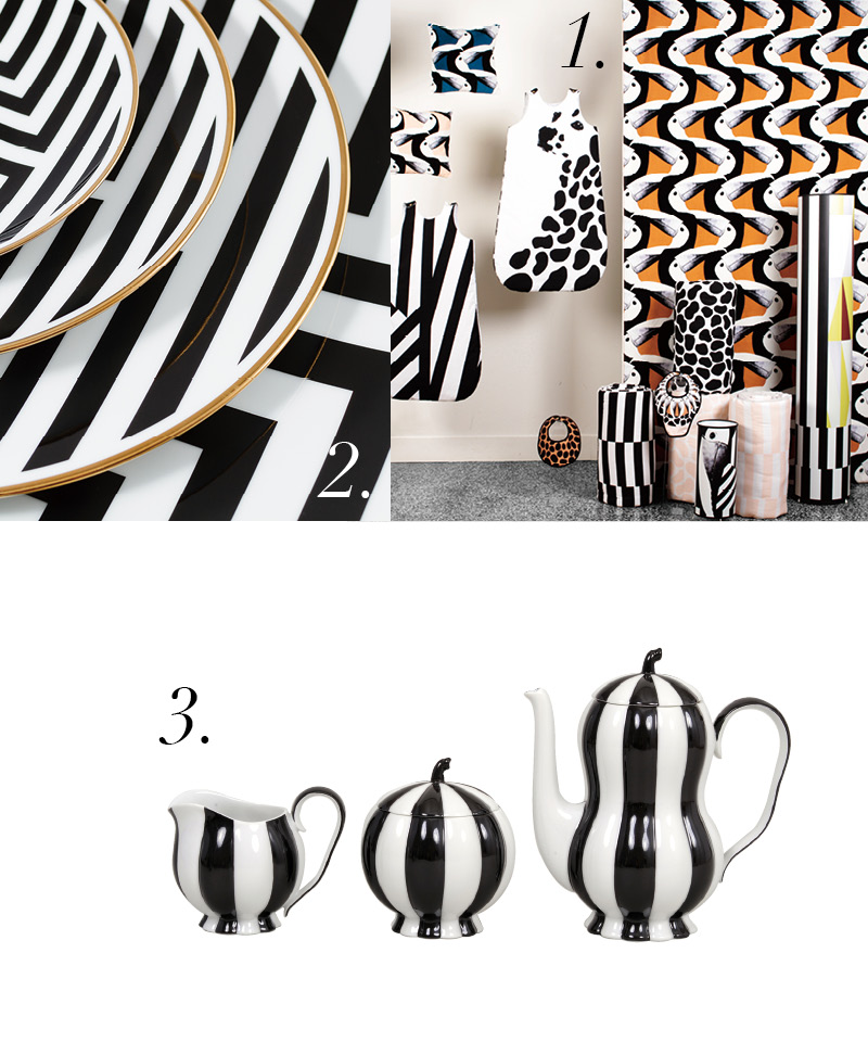 1.ANATOLOGY TOUCAN COLLECTION裝飾系列。
2.ANIMAL FABULEUX Hypnotic餐盤。
3.Josef Hoffmann MELONE杯盤組。