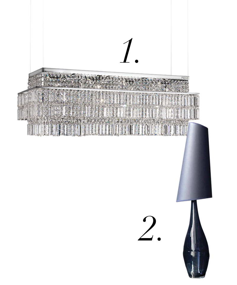 1.英雄所見略同，FENDI Casa也將Swarovski水晶生產成燈。
2.ORCHE的Lupin lamp擁有孤傲氣息。