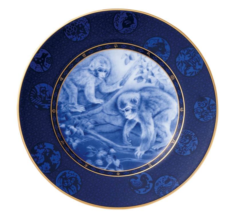 Noritake 2016猴年紀念盤：親子猴。