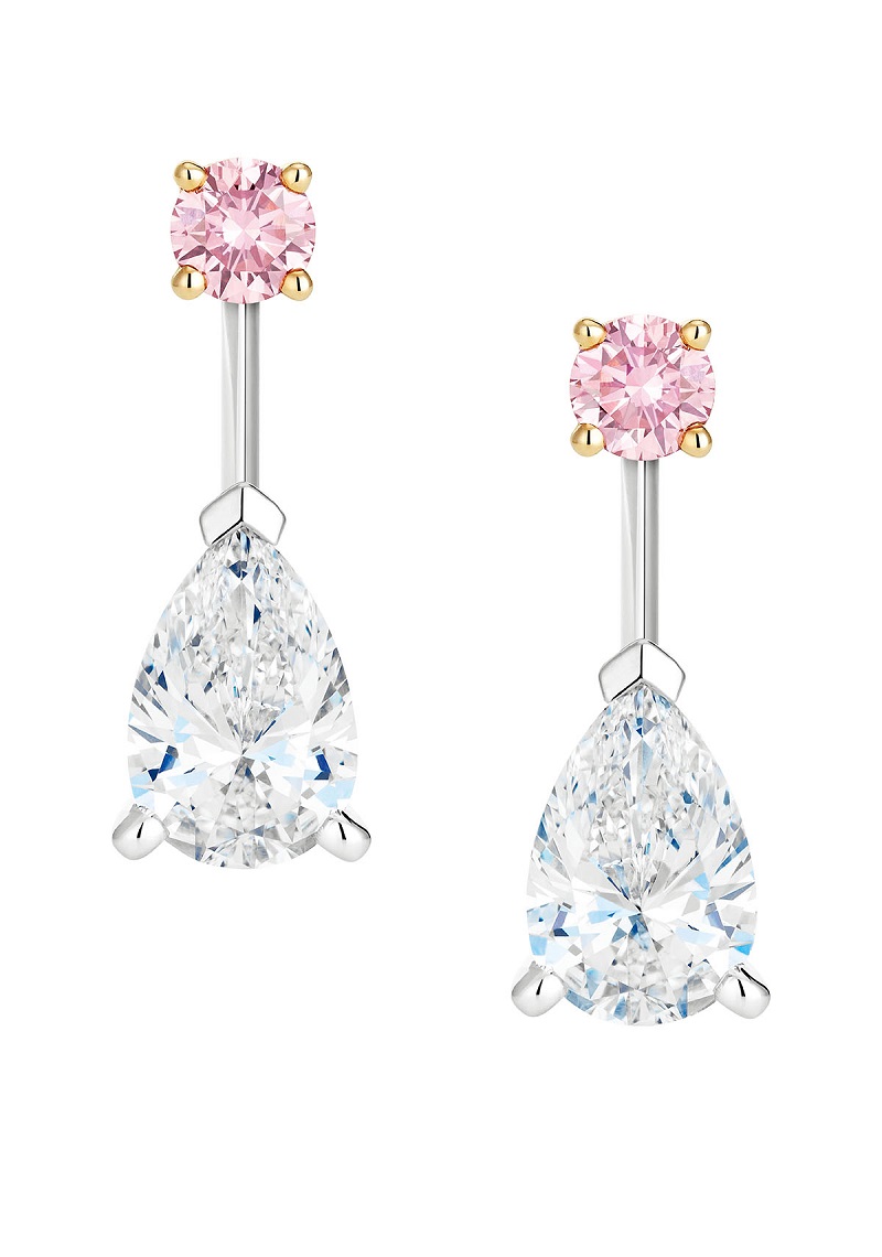 De Beers DROPS OF LIGHT 耳環，白鑽、彩鑽／NTD1,855,000。