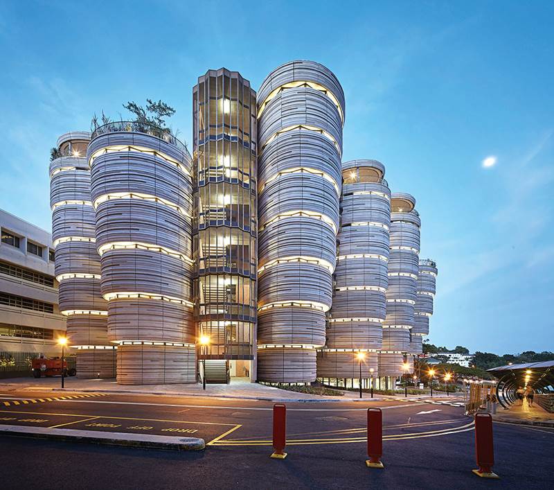 新加坡南洋理工大學的學習中心（Learning Hub）特殊的外觀。
