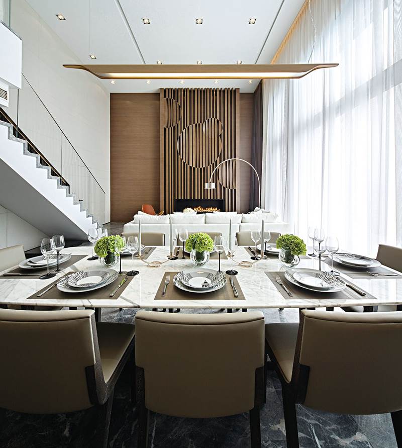 餐廳與廚房合一，讓空間使用上更寬闊。