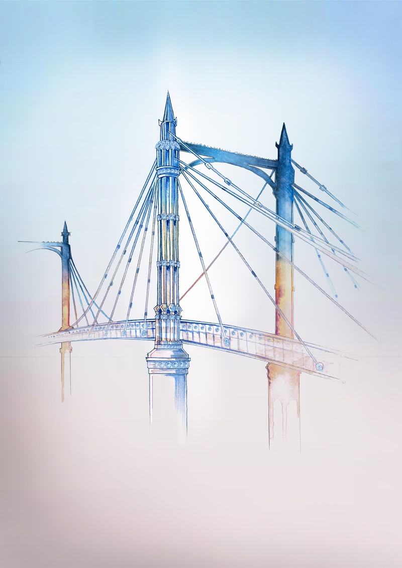 阿爾伯特橋（Albert Bridge）的吊橋結構，也成為DE BEERS的創作靈感。