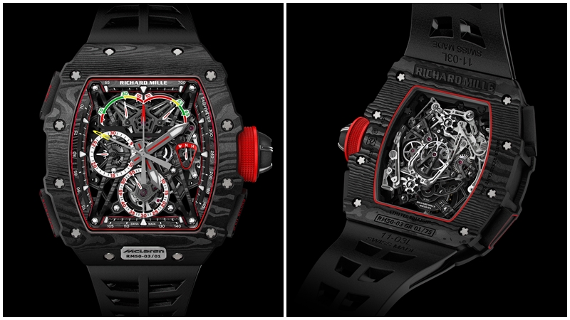 RICHARD MILLE RM 50-03 McLaren F1超輕雙秒追針陀飛輪計時碼表，總重量不到40公克。