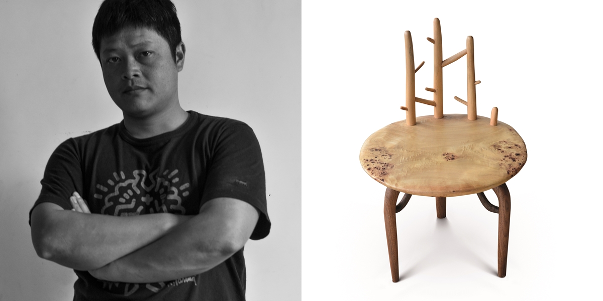鄭志龍，中國
鄭志龍，1982年生於廣州，2010年畢業於廣州美術學院建築學院。
《Tree Chair》木材，46 x 46 x 73 cm，2015年，靈感來自木材的天然之源，此獨一無二的傢俱看似自樹林有機而生，結合中國工藝及象徵主義，為作品帶來裝飾與功能並重的特質。