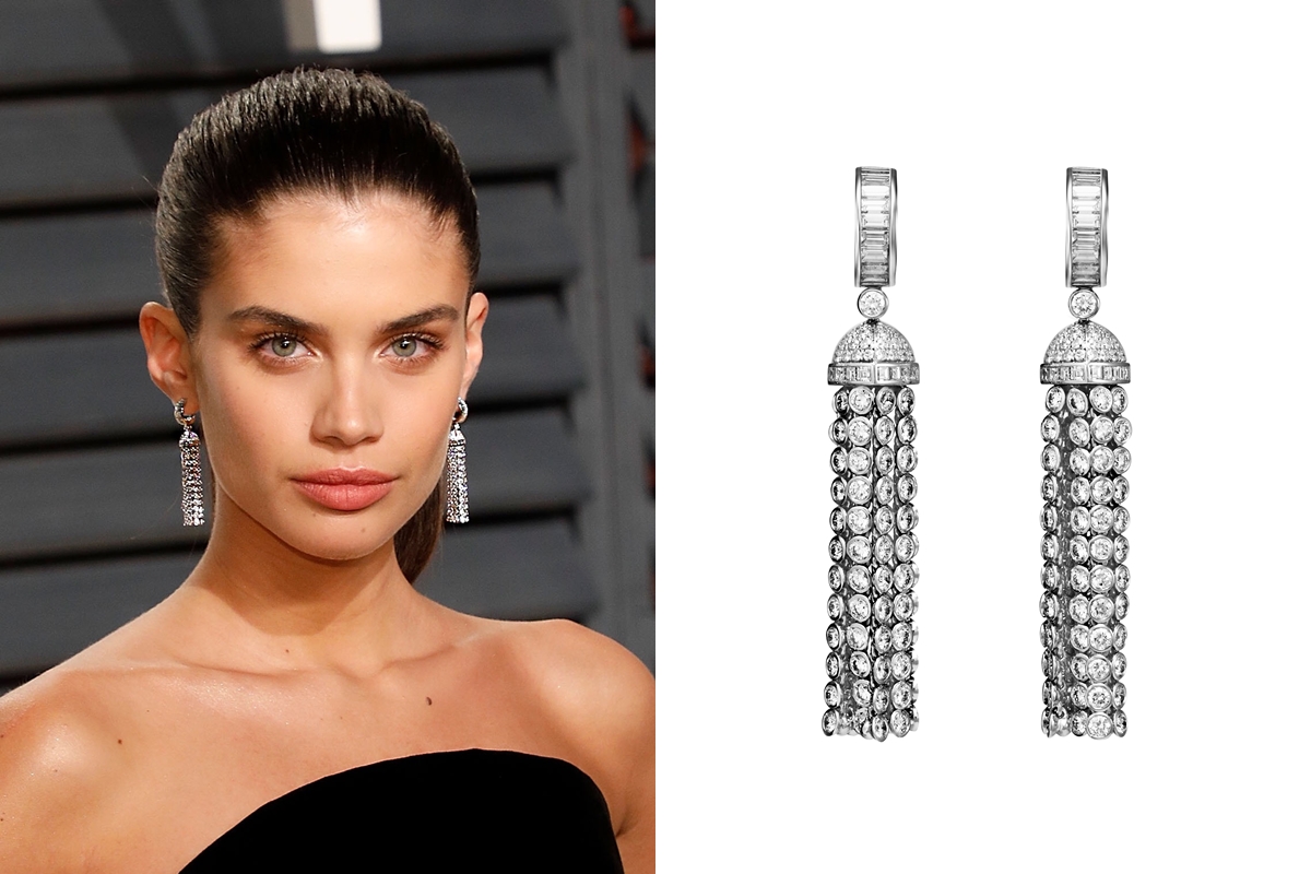 名模Sara Sampaio：Boucheron Pompon流蘇耳環，324顆鑽石共13,20克拉／NTD 2,700,000。