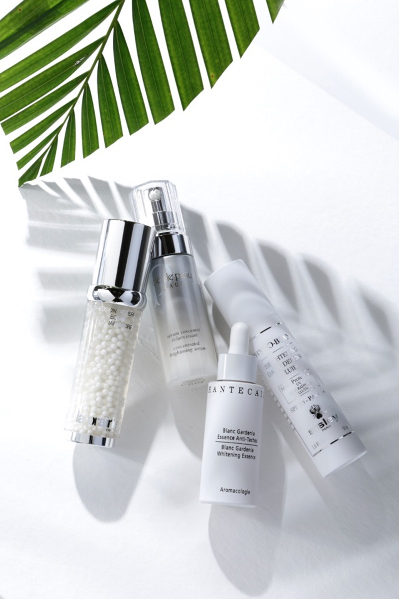 la prairie鑽白魚子時空聚光菁華，30ml／NTD18,670。

clé de peau BEAUTÉ激光鑽白菁萃EX，40ml／NTD5,400。

Chantecaille梔子花美白精華乳，50ml／NTD6,400。

Sisley極致美白全日防禦精華，50ml／NTD9,500。