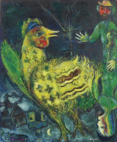Marc Chagall LE COQ SUR FOND NOIR/Images:Sotheby's