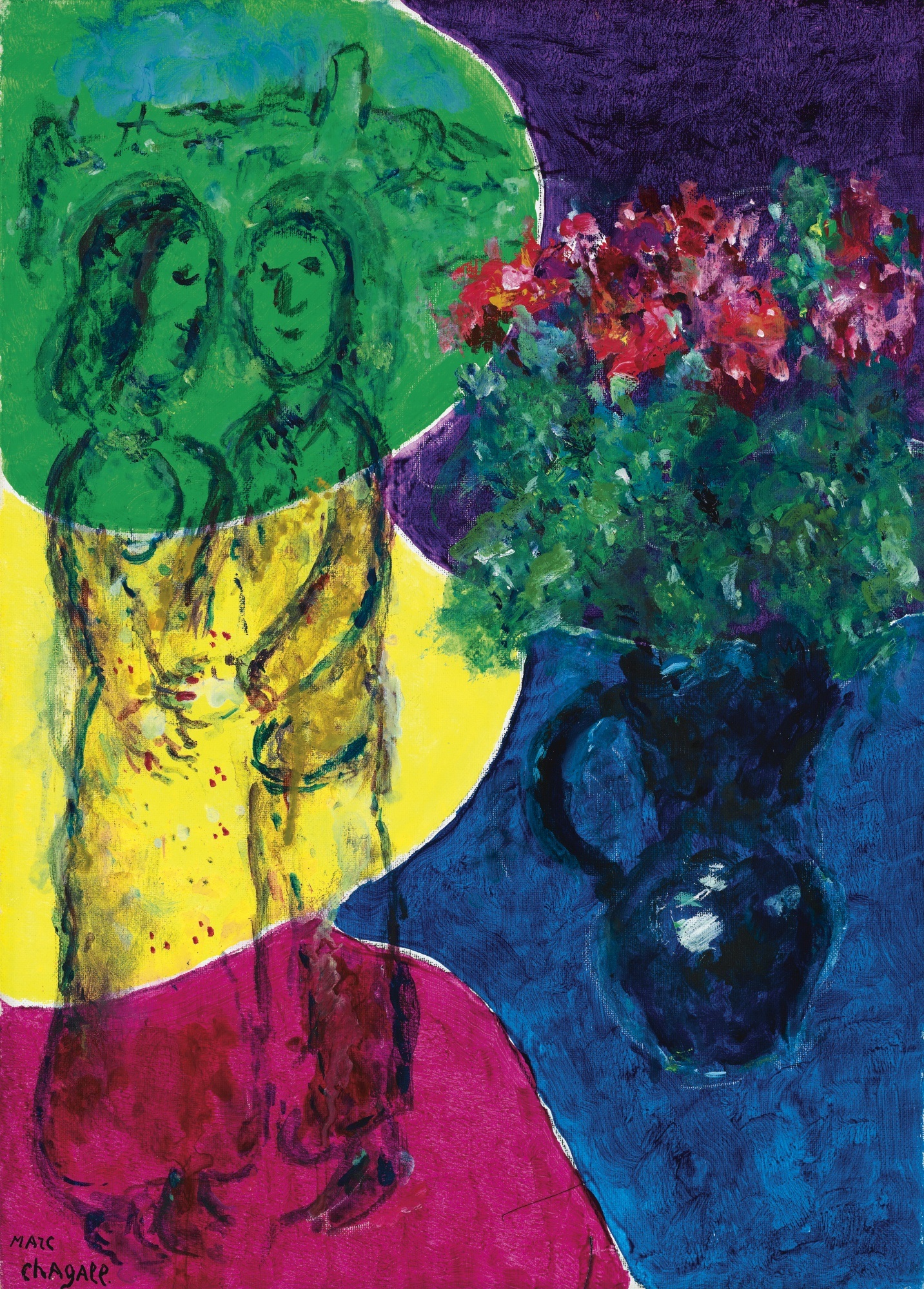Marc Chagall LES AMOUREUX AUX CINQ COULEURS FLEURIS/Images:Sotheby's