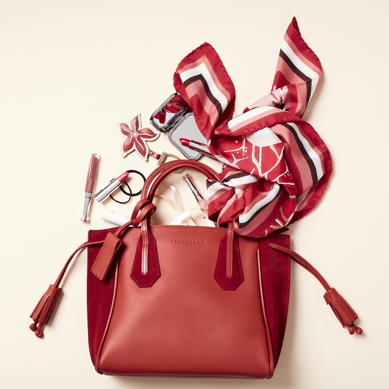 LONGCHAMP Pénélope Fantaisie雙材質拼接托特包／NTD30,000~NTD33,600。