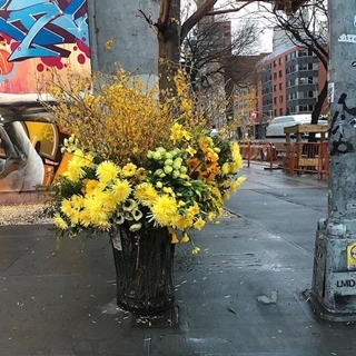在紐約到處撒花，垃圾桶對他來說也是種花瓶