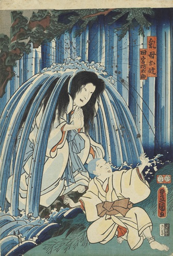 Utagawa Kunisada《Tamiya Botaro and His Nanny Otsuji》／1786–1864 ／ Woodblock print ／37.3 x 25.4