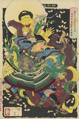 Tsukioka Yoshitoshi
《Toki Motosada Hurling
a Demon King to the
Ground》／ 1839-1892
／ Woodblock print ／
36.5 x 24.1 cm ／ Price
Realised: GBP 1250.00 ／
©Christie's