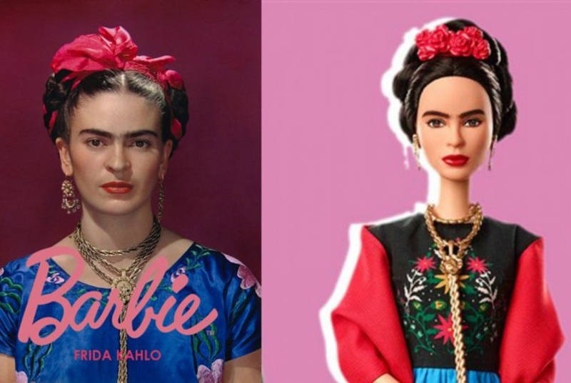 墨西哥畫家芙烈達·卡蘿（Frida Kahlo），同時也是活躍的女權運動者，以一身墨西哥傳統服飾和招牌濃眉為人所知，她的芭比同樣擁有這些簽名性的標誌。