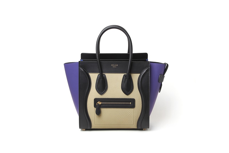 Luggage Micro藍褐拼接小牛皮手提包$99,000