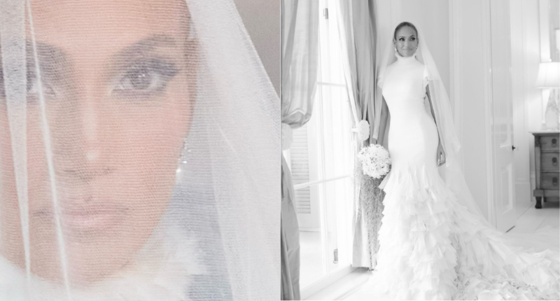 乘坐幸福時光機捕捉Jennifer Lopez婚禮上的絕美華貴，30名工匠耗時700小時為Ralph Lauren訂製婚紗禮服繡上施華洛施奇水晶