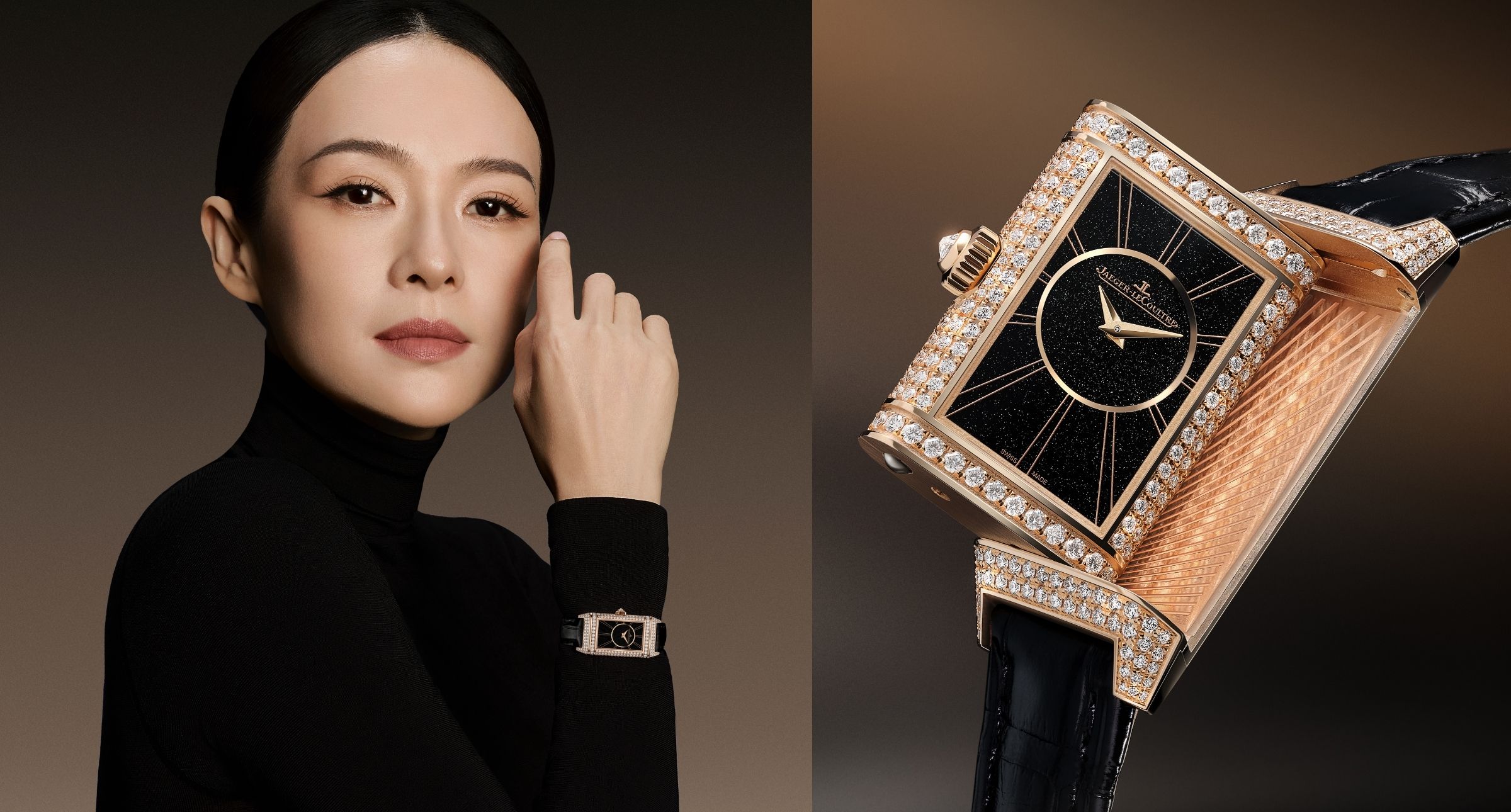 章子怡出任積家全球品牌大使，配戴全新REVERSO ONE DUETTO JEWELLERY翻轉鑽錶出鏡形象廣告
