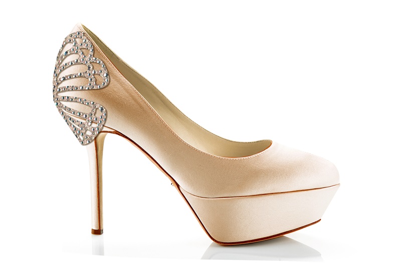 sergio rossi Bridal Collection 新娘系列 CNY香檳粉緞面水鑽蝴蝶厚底高跟鞋 NT$48,000 (2015亞洲限定款 BELLAVITA旗艦店限量獨賣)