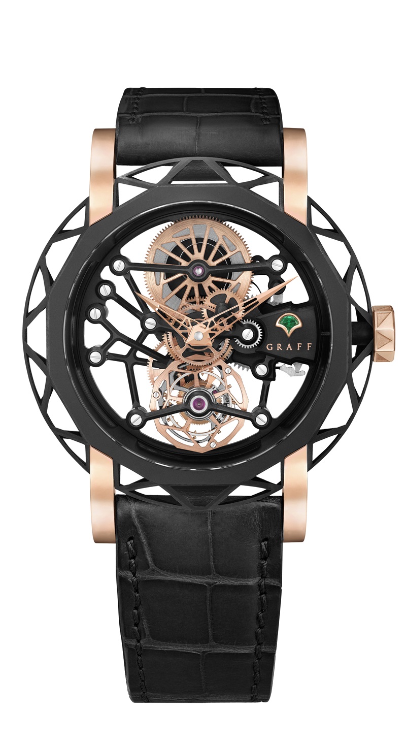 MasterGraff Structural Tourbillon Skeleton in Black DLC and RG lugs